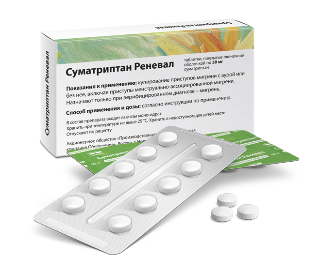 Фармакологические свойства Суматриптан Реневал 50 мг №10
