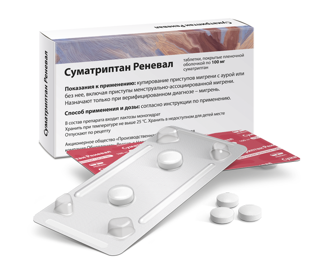 Фармакологические свойства Суматриптан Реневал 100 мг №2