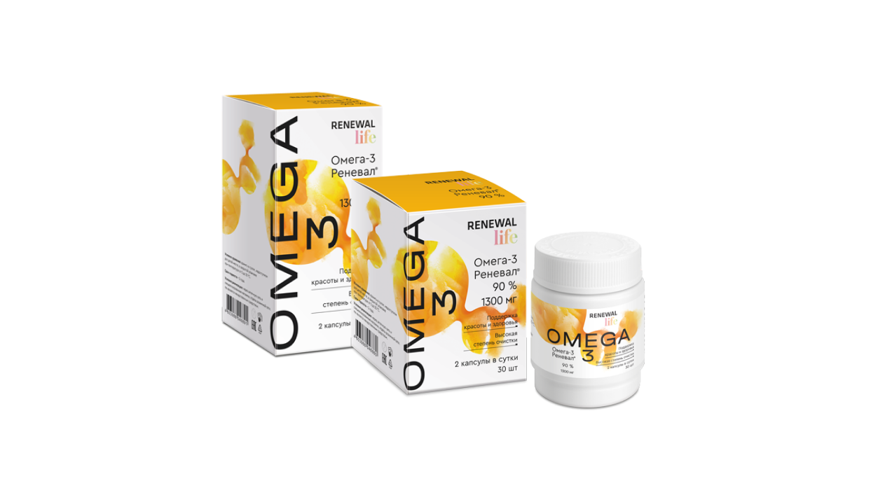 Новинка «Омега-3 90% Реневал» – источник полиненасыщенных жирных кислот Омега-3, в том числе эйкозапентаеновой и докозагексаеновой кислот