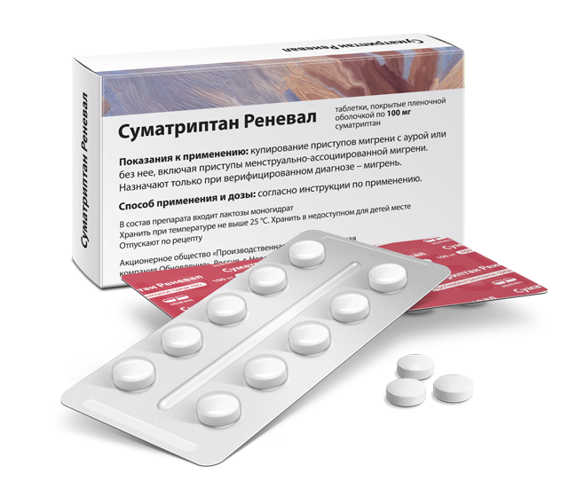 Фармакологические свойства Суматриптан Реневал 100 мг №10