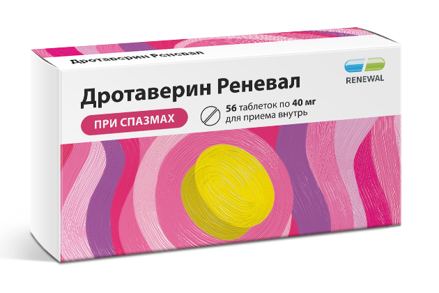 Дротаверин Реневал 40 мг № 56: способ применения, показания, состав