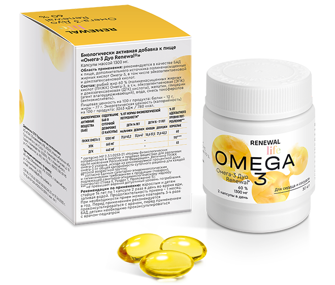 Омега-3 Дуо Renewal® 1300 мг №30(2)