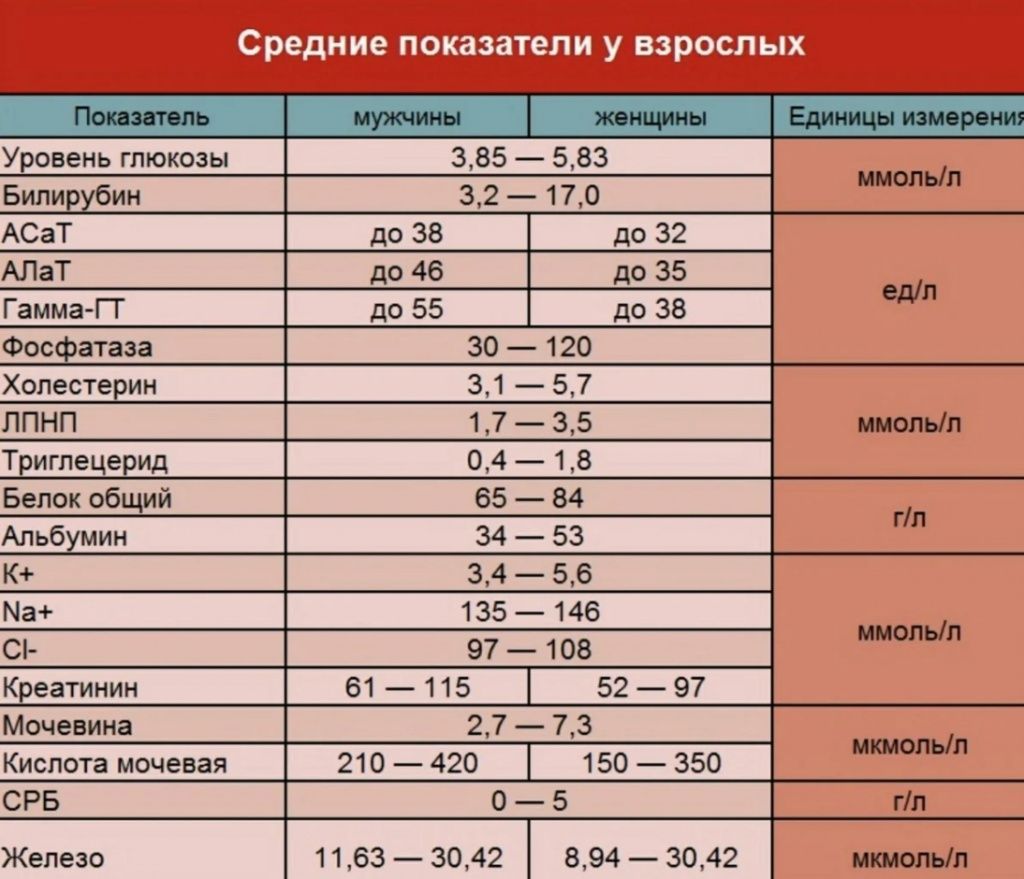 Расшифровка биохимического анализа крови